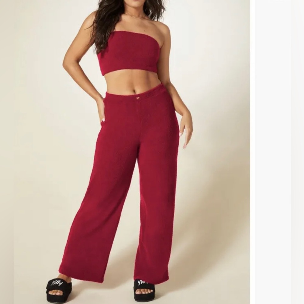 Yitty by Lizzo Fabletics Pet Me Luxe Lounge 2 Pc Set Red Bandeau XXL 2X Plus